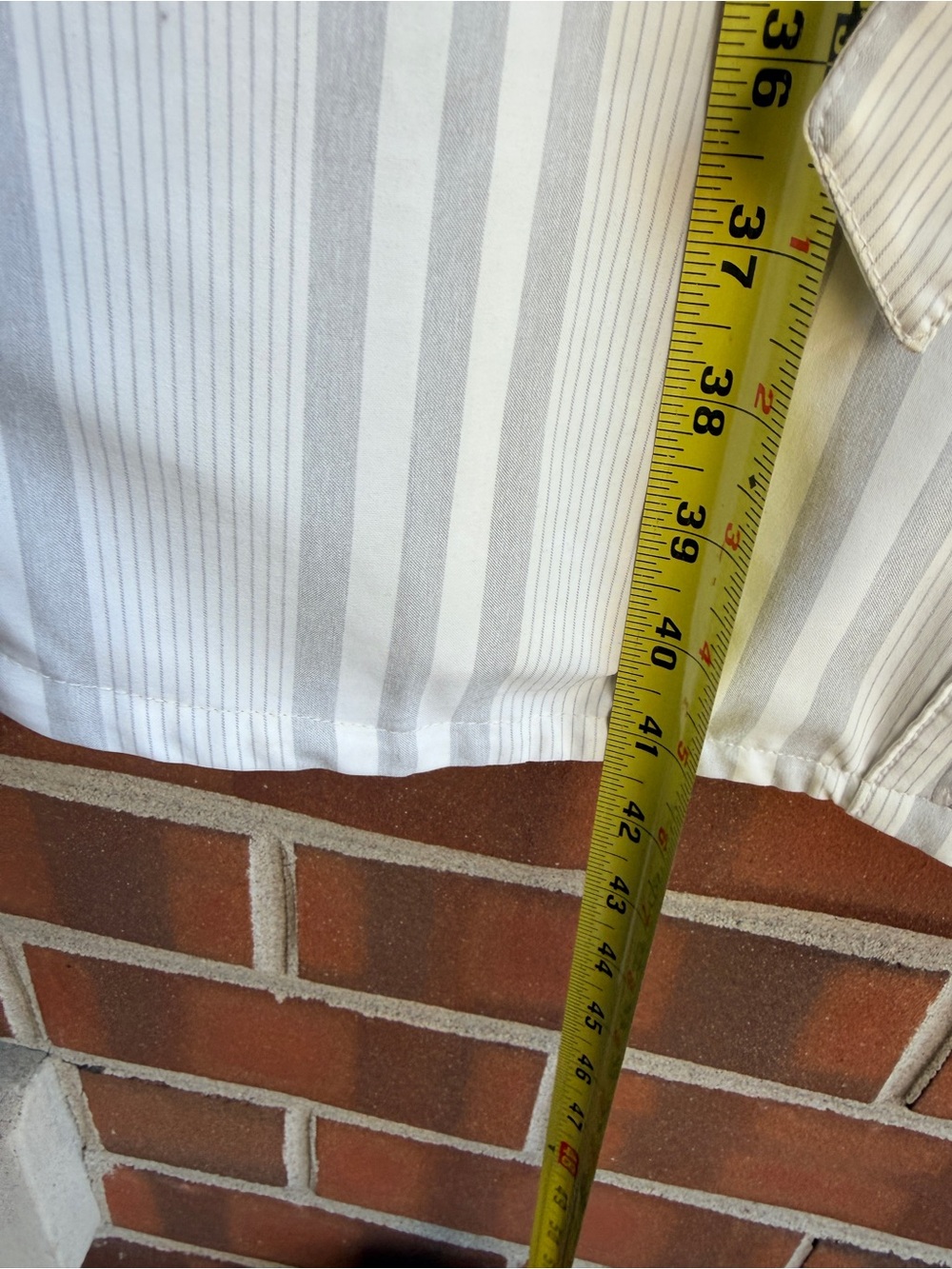 Columbia White and Light Gray Striped Long Sleeve Shirt Dress - Picture 9 of 11